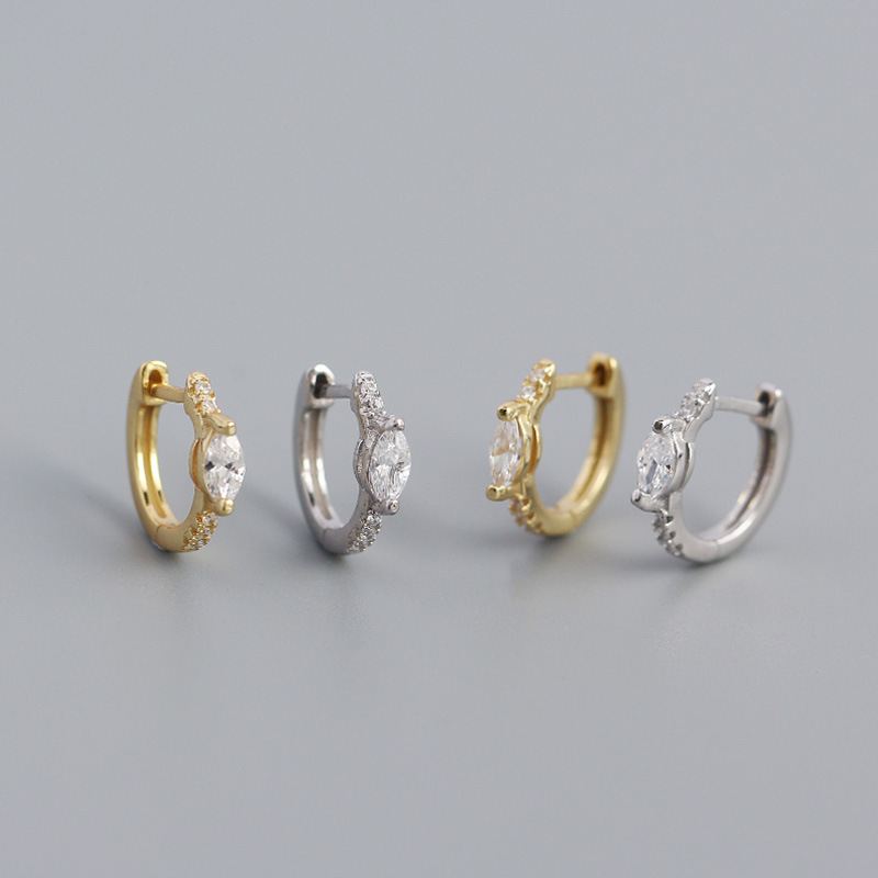 Lovcia 11mm Gold Plated 925 Silver CZ Huggie Hoop Earrings-Earrings-Yellow Gold-Yellow Gold