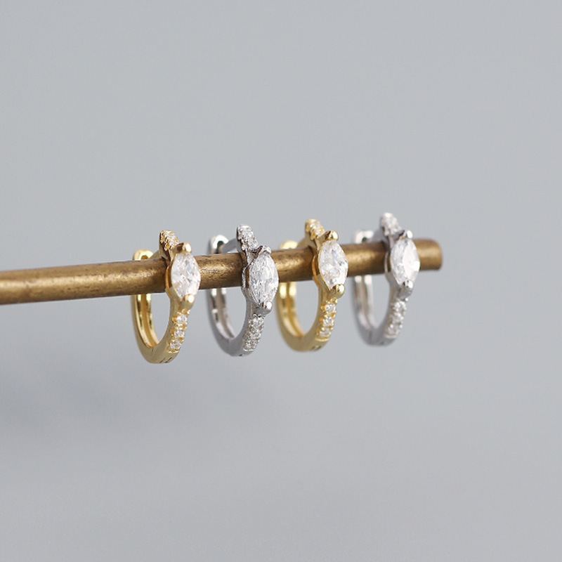 Lovcia 11mm Gold Plated 925 Silver CZ Huggie Hoop Earrings-Earrings-Yellow Gold-Yellow Gold