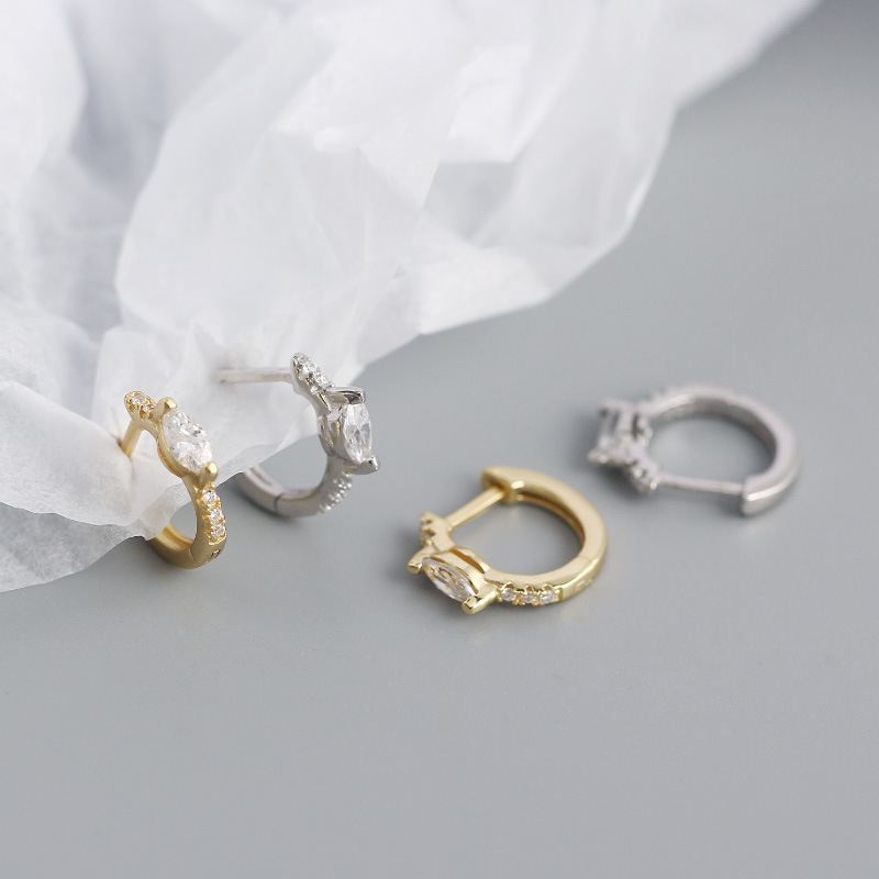 Lovcia 11mm Gold Plated 925 Silver CZ Huggie Hoop Earrings-Earrings-Yellow Gold-Yellow Gold