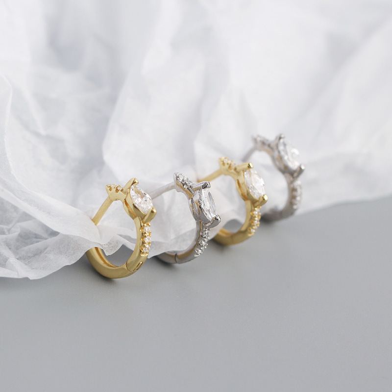 Lovcia 11mm Gold Plated 925 Silver CZ Huggie Hoop Earrings-Earrings-Yellow Gold-Yellow Gold