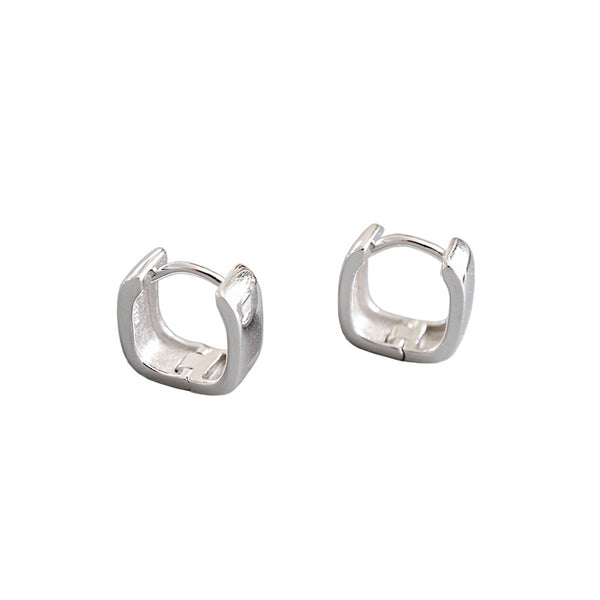 Lovcia 11mm Hollow Square Sterling Silver Hoop Earrings-Earrings-Rhodium-