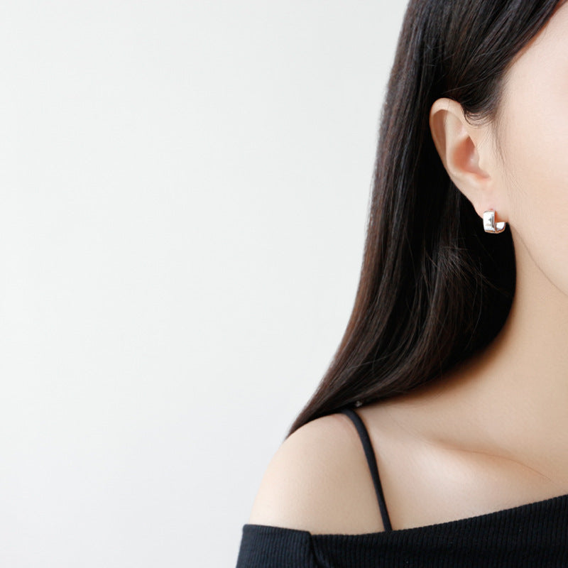 Lovcia 11mm Hollow Square Sterling Silver Hoop Earrings-Earrings-Rhodium-