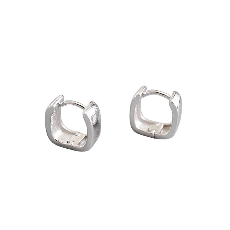Lovcia 11mm Hollow Square Sterling Silver Hoop Earrings-Earrings-Rhodium-