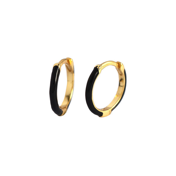 Lovcia 12.6mm Gold Plated 925 Silver Huggie Hoop Earrings-Earrings-Yellow Gold & Green-