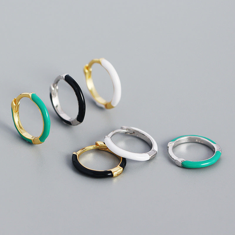 Lovcia 12.6mm Gold Plated 925 Silver Huggie Hoop Earrings-Earrings-Yellow Gold & Green-