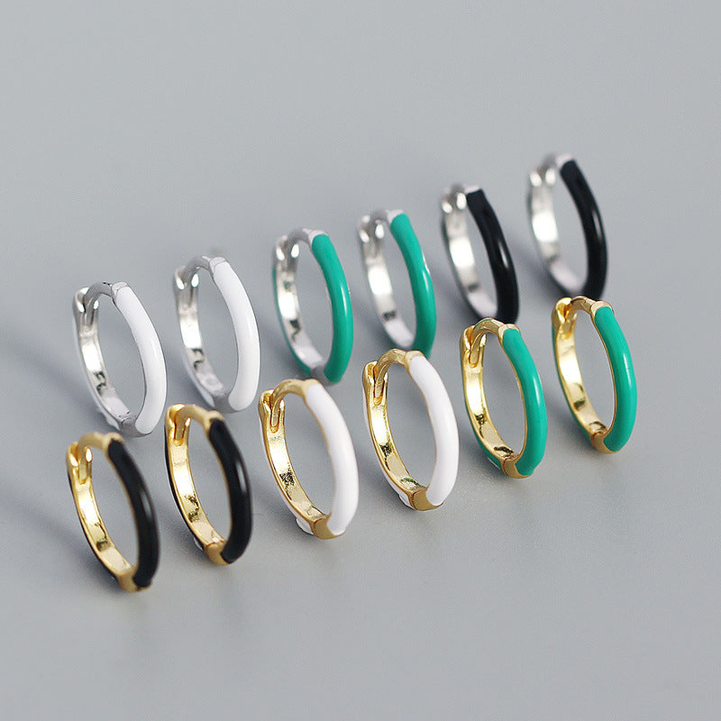 Lovcia 12.6mm Gold Plated 925 Silver Huggie Hoop Earrings-Earrings-Yellow Gold & Green-