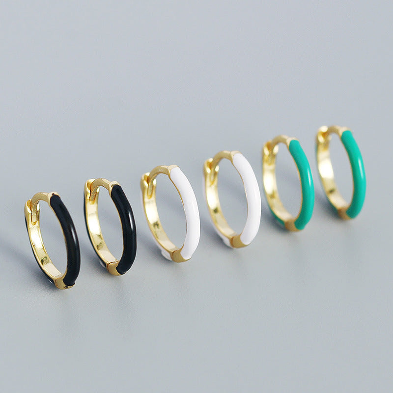 Lovcia 12.6mm Gold Plated 925 Silver Huggie Hoop Earrings-Earrings-Yellow Gold & Green-