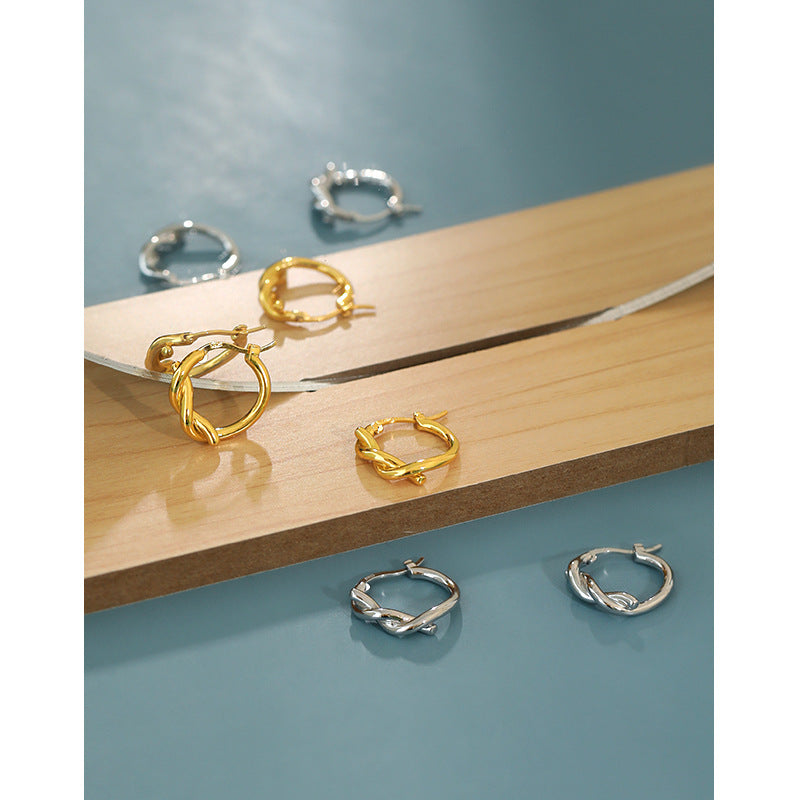 Lovcia 12mm Gold Tone Sterling Silver Hoop Earrings-Earrings-Rhodium-