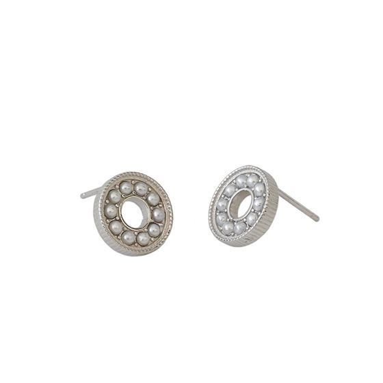 Lovcia 12mm Shell Pearl Geometry Circle Stud Earrings Gold-Earrings-Yellow Gold-