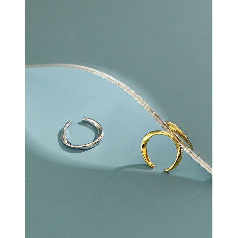 Lovcia 13mm Gold Plated Mobius Twist Non Pierced Earring-Earrings-Yellow Gold (Single)-
