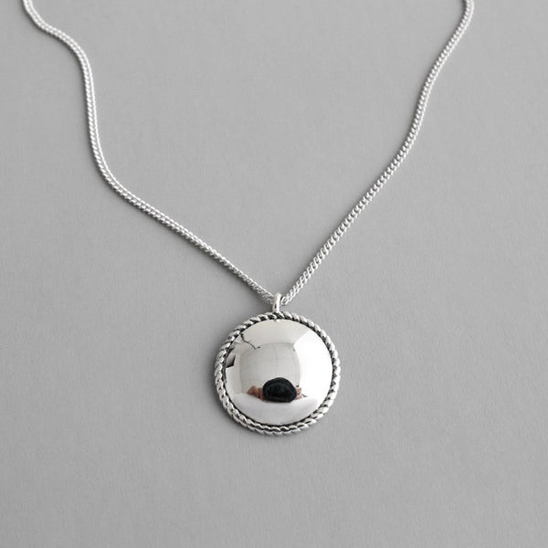 Lovcia 14.5mm Round Pendant Necklace 925 Silver Gold Tone-Necklaces-Vintage-