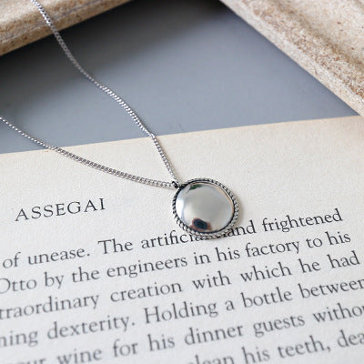 Lovcia 14.5mm Round Pendant Necklace 925 Silver Gold Tone-Necklaces-Vintage-Vintage