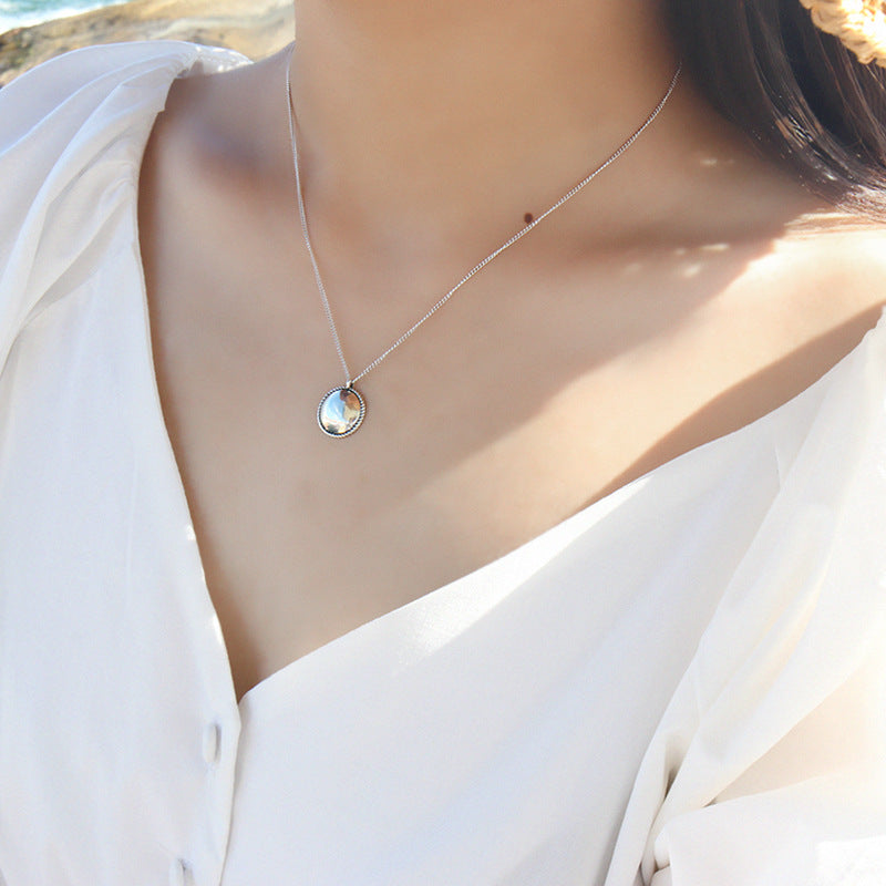 Lovcia 14.5mm Round Pendant Necklace 925 Silver Gold Tone-Necklaces-Vintage-Vintage