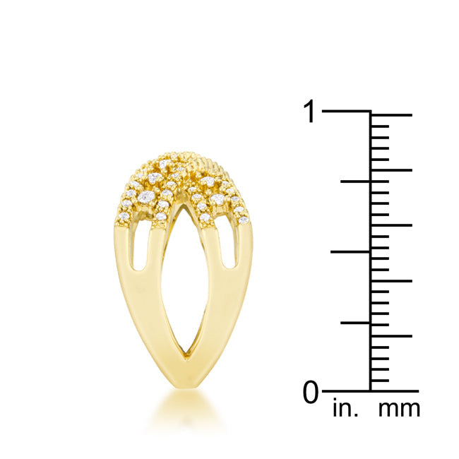 Lovcia 14k Gold Sandy Criss Cross Ring with 0.37ct CZ Accents-Rings-5-5