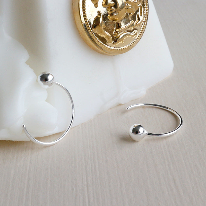 Lovcia 14mm Silver C Shape Hoop Earrings 925 Sterling-Earrings-No Plating-No Plating