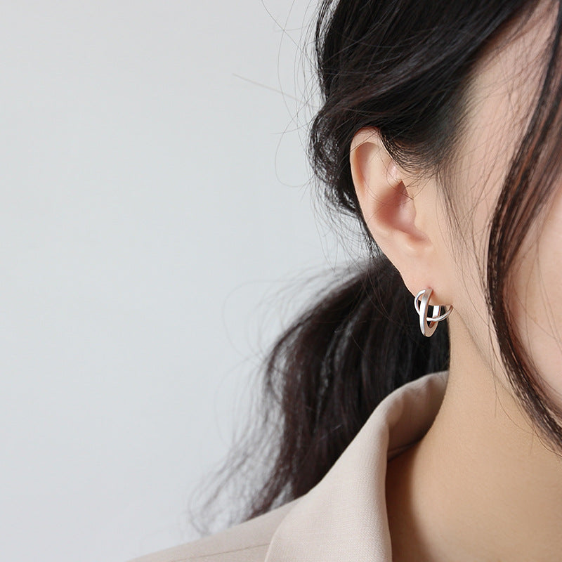 Lovcia 16mm Matte Irregular Semicircle Stud Earrings Gold-Earrings-Champagne Gold-Champagne Gold