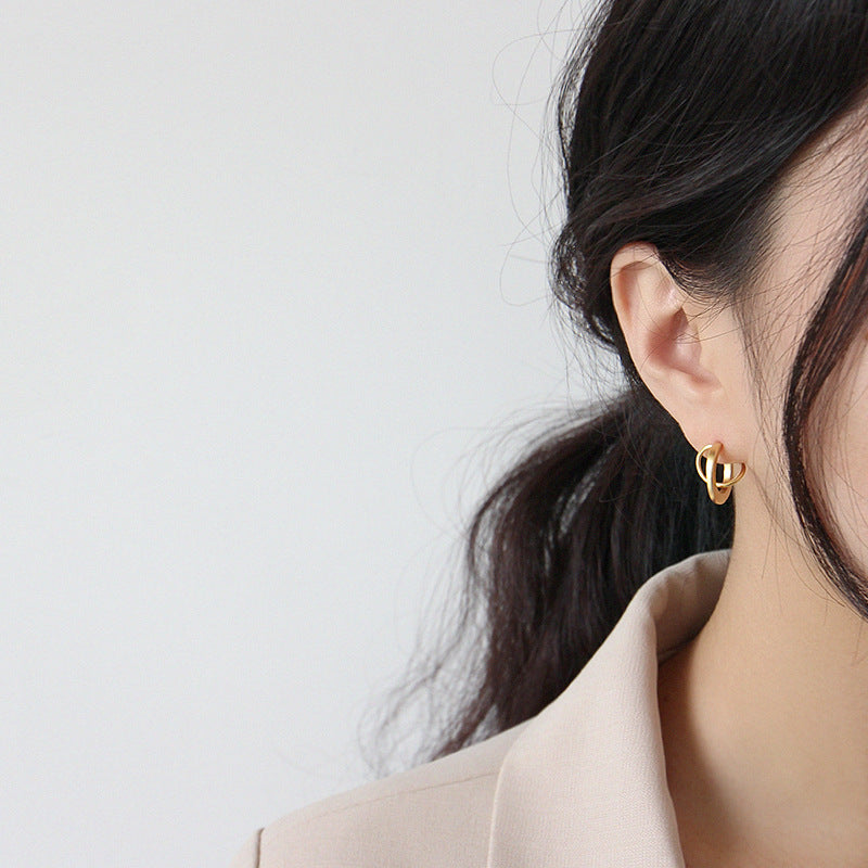 Lovcia 16mm Matte Irregular Semicircle Stud Earrings Gold-Earrings-Champagne Gold-Champagne Gold