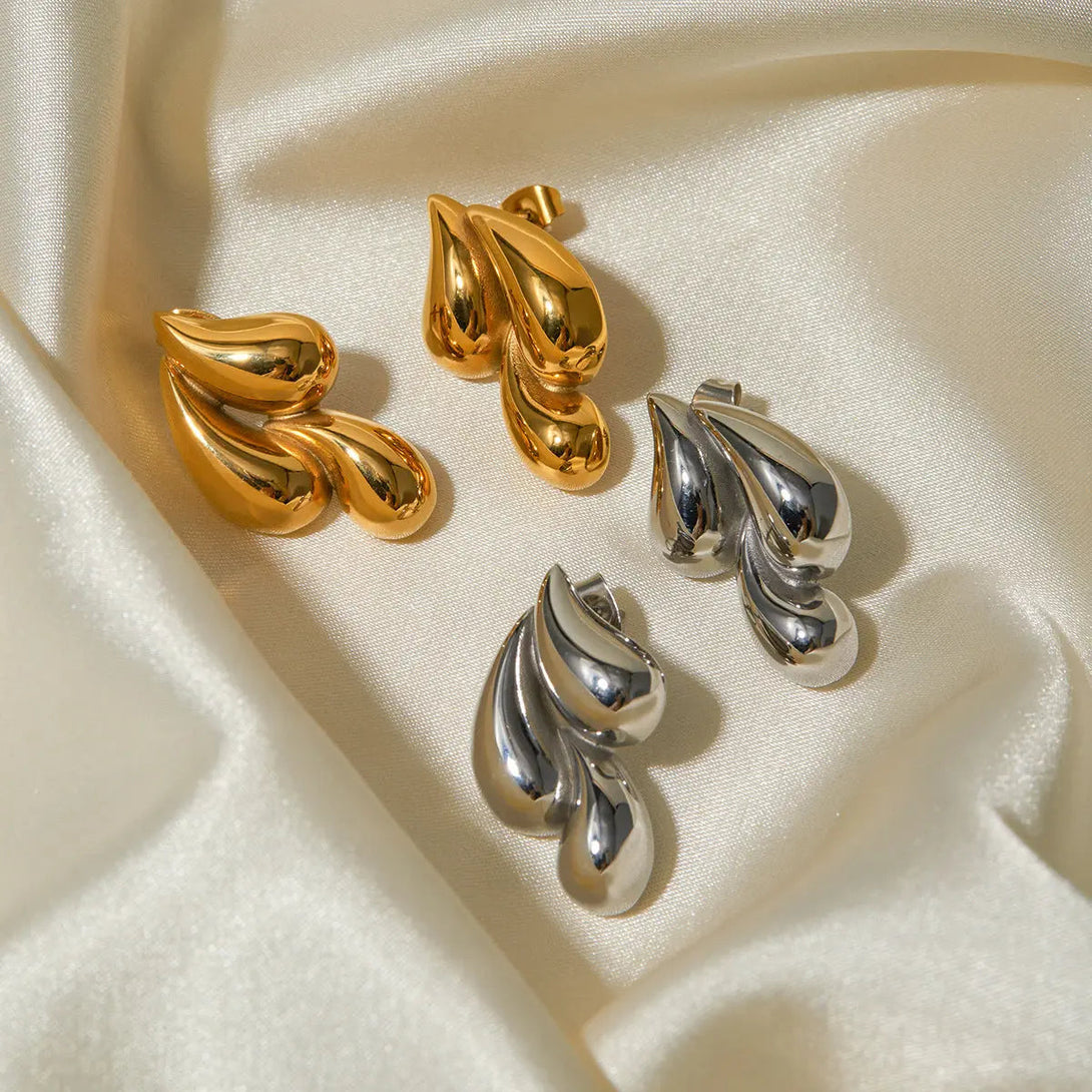 Lovcia 18K Gold Electroplated Geometric Water Drop Earrings in Stainless Steel-Earrings-JDE2312073-JDE2312073