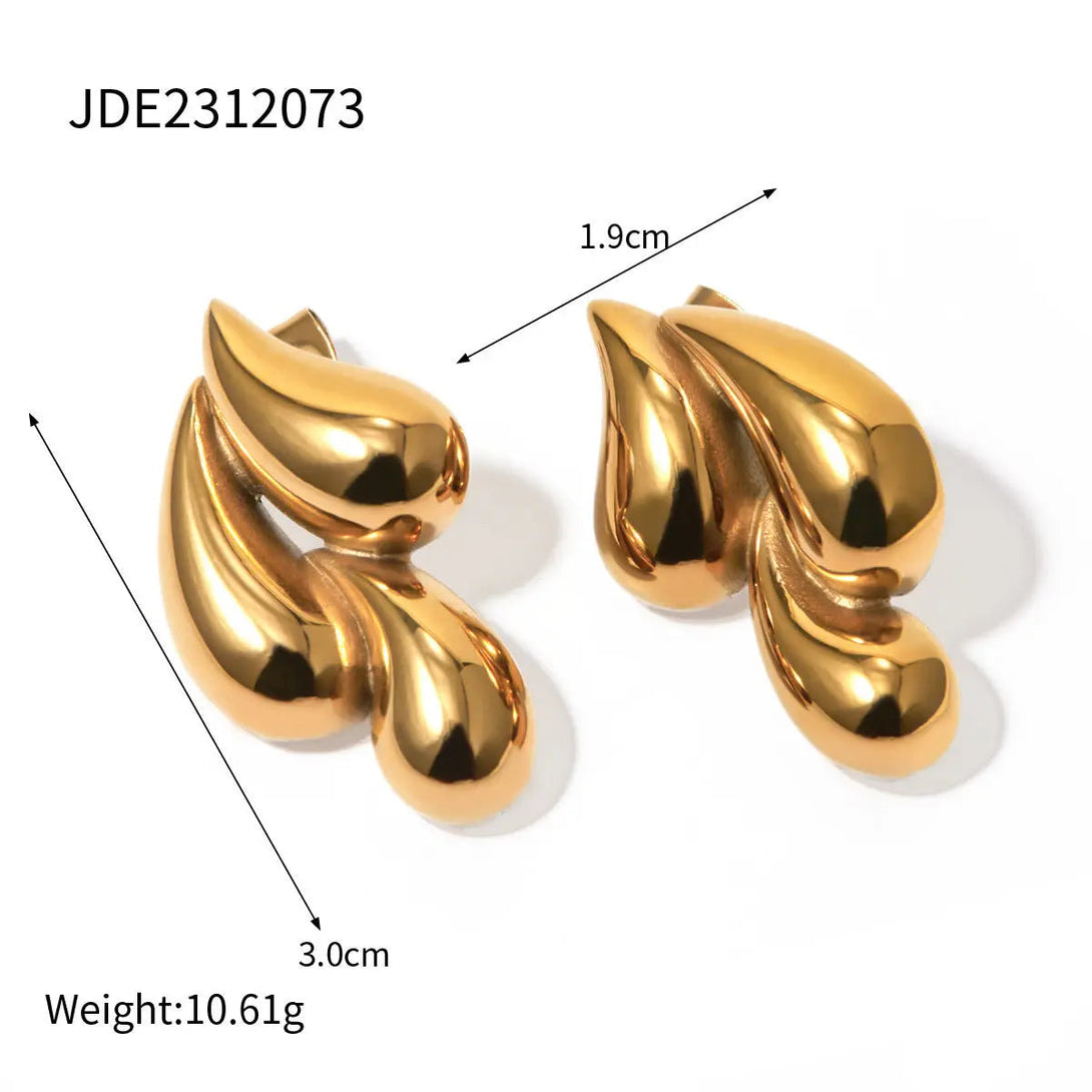 Lovcia 18K Gold Electroplated Geometric Water Drop Earrings in Stainless Steel-Earrings-JDE2312073-JDE2312073