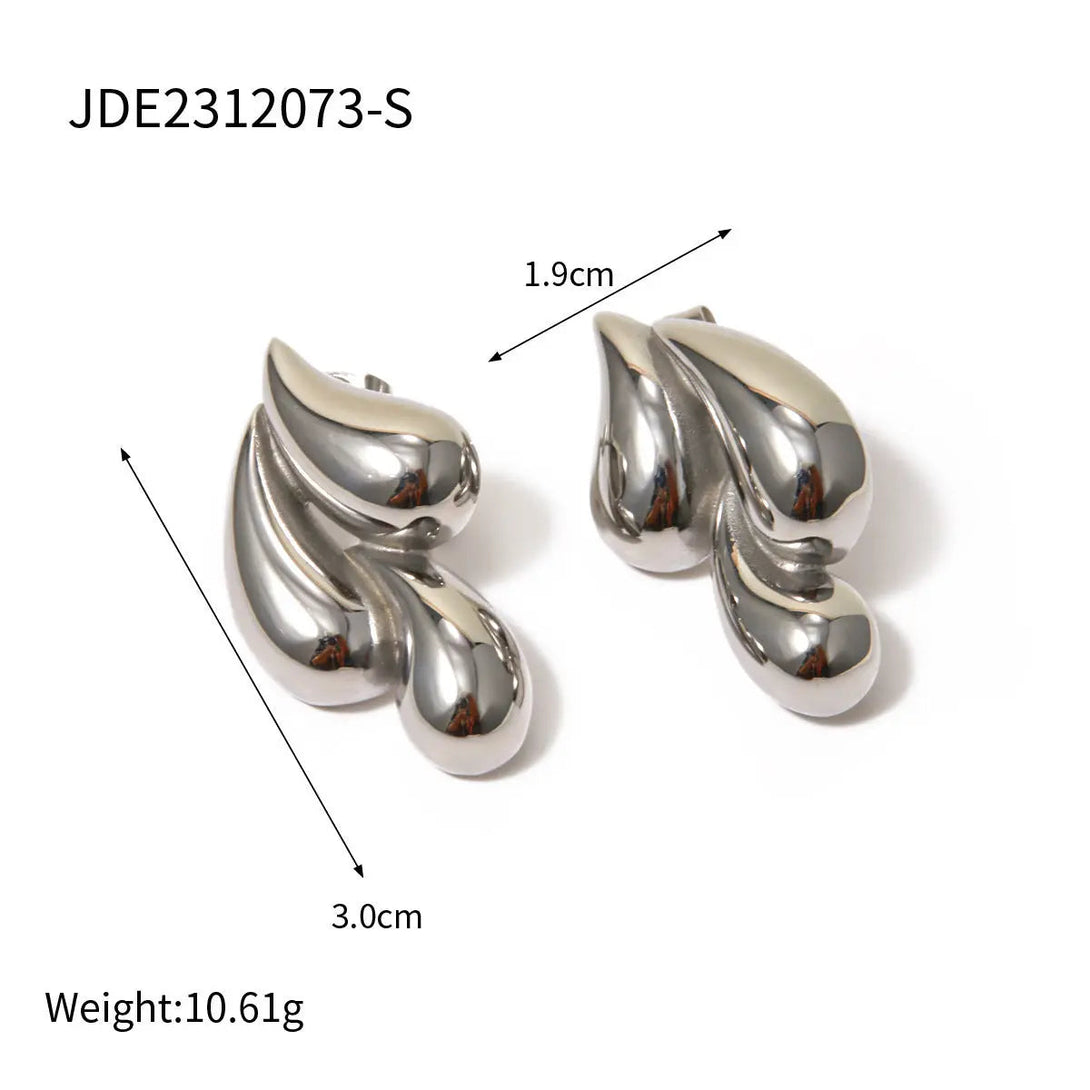 Lovcia 18K Gold Electroplated Geometric Water Drop Earrings in Stainless Steel-Earrings-JDE2312073 S-JDE2312073 S