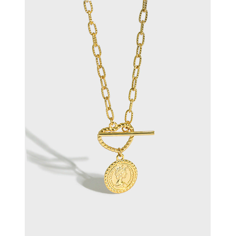 Lovcia 18K Gold Plated 925 Necklace Coin Pendant 15.6mm-Necklaces-Yellow Gold-Yellow Gold