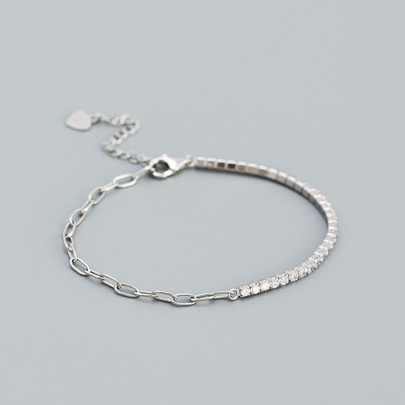 Lovcia 18K Gold Plated 925 Silver CZ Tennis Bracelet 160mm-Bracelets-Rhodium & White CZ-Rhodium & White CZ