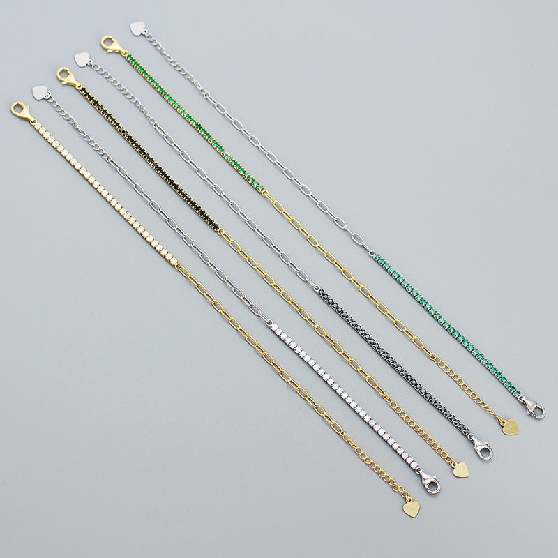 Lovcia 18K Gold Plated 925 Silver CZ Tennis Bracelet 160mm-Bracelets-Yellow Gold & Green CZ-Yellow Gold & Green CZ