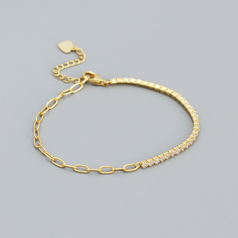 Lovcia 18K Gold Plated 925 Silver CZ Tennis Bracelet 160mm-Bracelets-Yellow Gold & White CZ-Yellow Gold & White CZ
