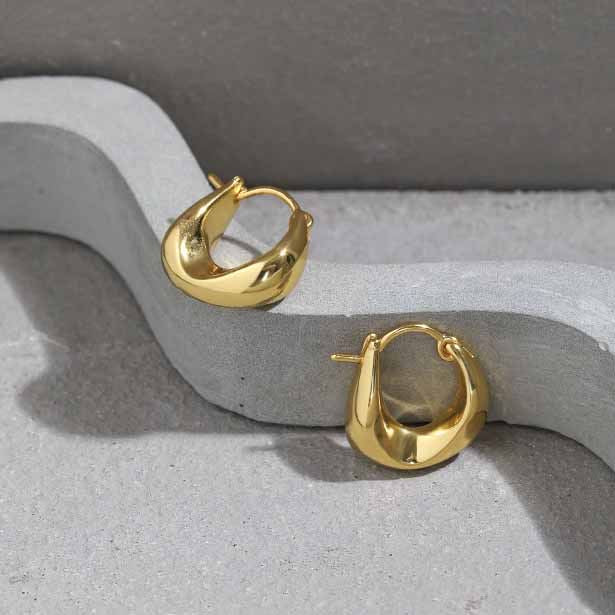Lovcia 18K Gold Plated 925 Silver Hoop Earrings Circles-Earrings-Yellow Gold-