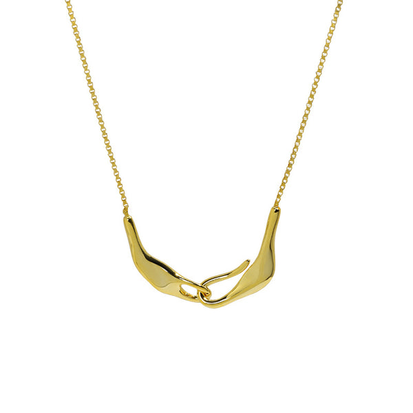 Lovcia 18K Gold Plated 925 Silver Necklace Irregular Hand-Necklaces-Yellow Gold-