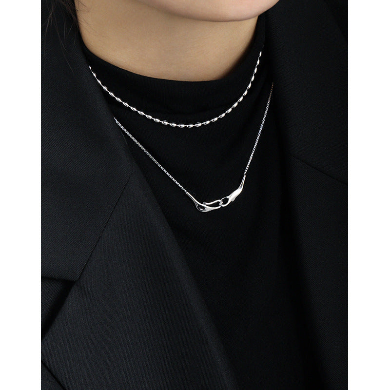 Lovcia 18K Gold Plated 925 Silver Necklace Irregular Hand-Necklaces-Yellow Gold-