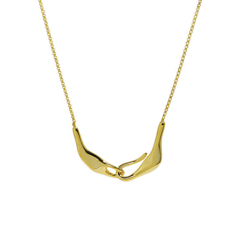 Lovcia 18K Gold Plated 925 Silver Necklace Irregular Hand-Necklaces-Yellow Gold-