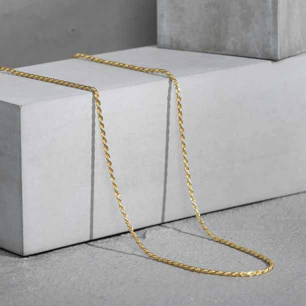 Lovcia 18K Gold Plated 925 Silver Twisted Chain Necklace-Necklaces-Yellow Gold-