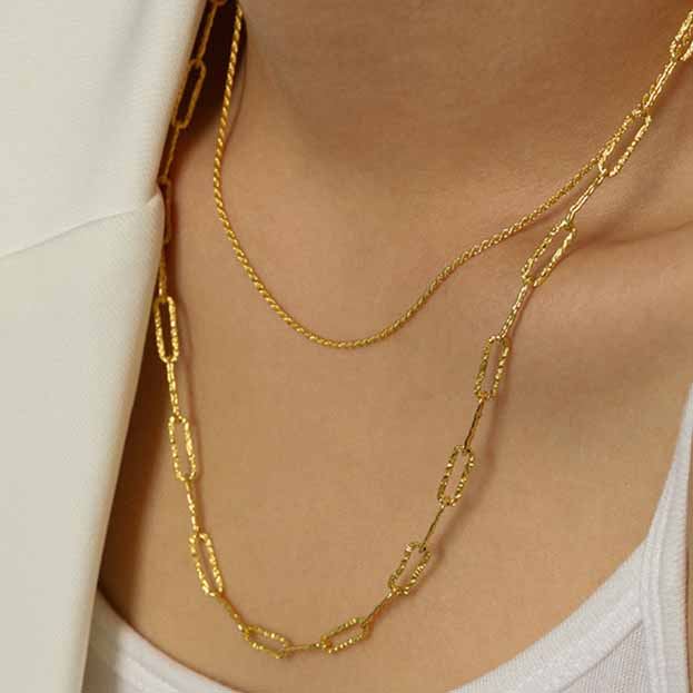 Lovcia 18K Gold Plated 925 Silver Twisted Chain Necklace-Necklaces-Yellow Gold-