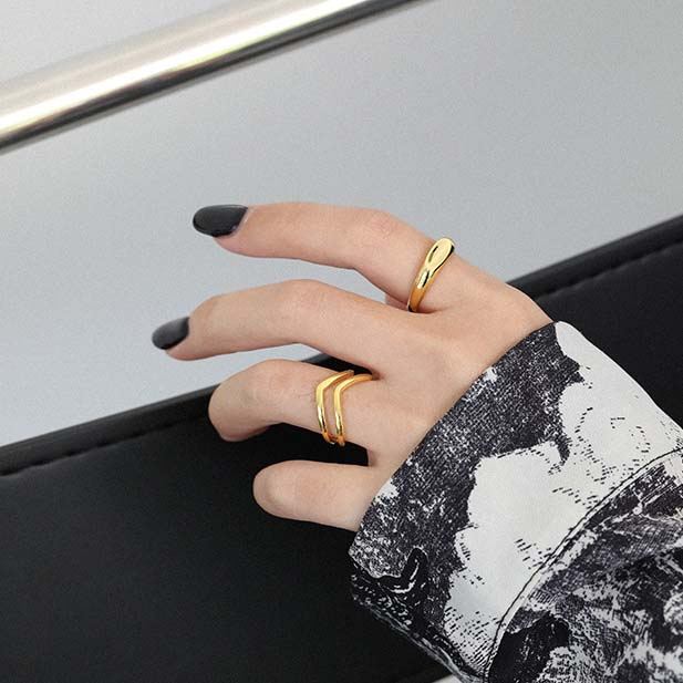 Lovcia 18K Gold Plated 925 Sterling Silver Adjustable Ring-Rings-Yellow Gold-