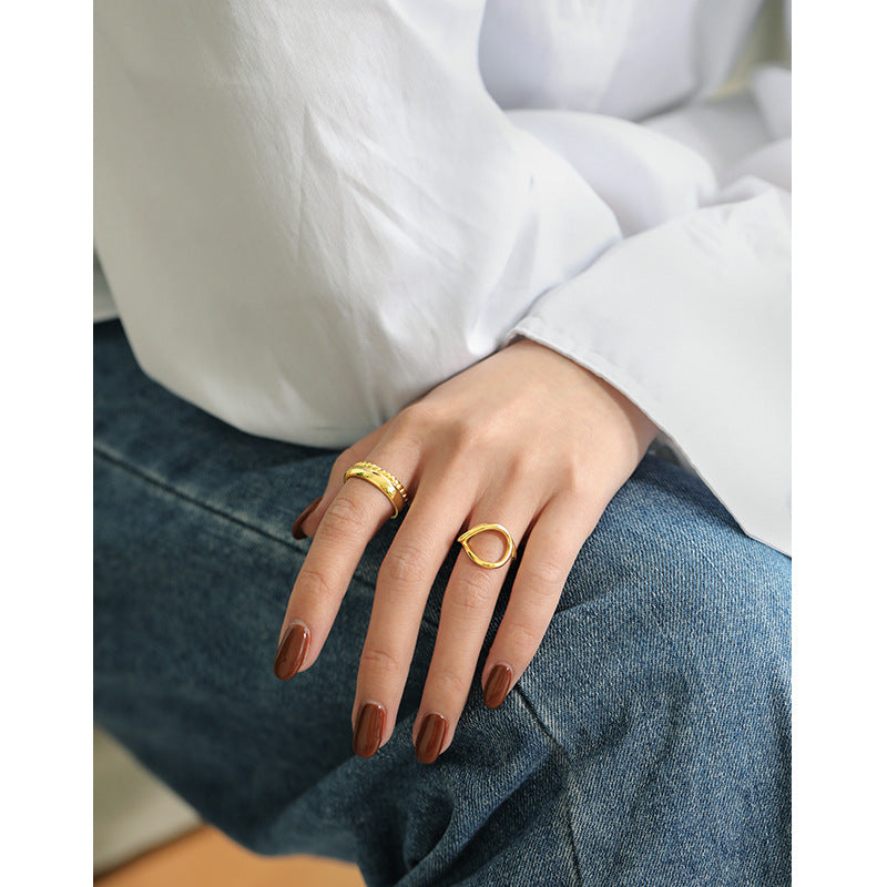 Lovcia 18K Gold Plated Adjustable 925 Sterling Silver Ring-Rings-Yellow Gold-