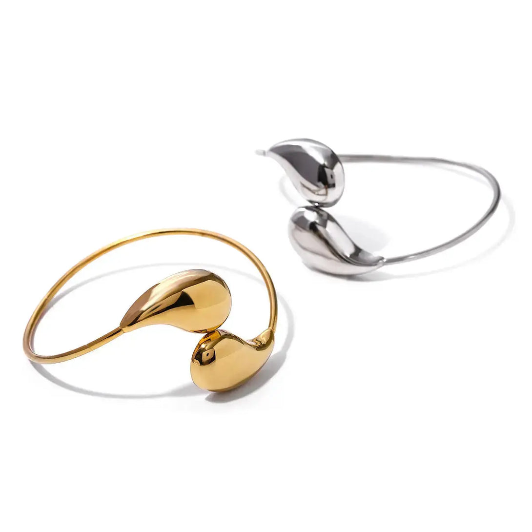 Lovcia 18K Gold Plated Adjustable Stainless Steel Water Drop Cuff Bracelet - Waterproof & Hypoallergenic Bangle for Women-Bracelets-Gold-Gold