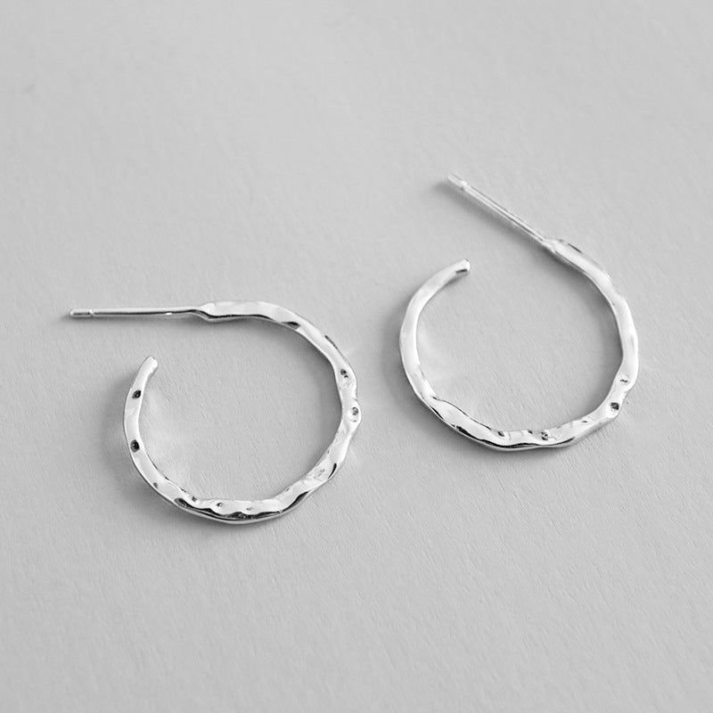 Lovcia 18K Gold-Plated Asymmetric Sterling Silver Hoop Earrings for Women-Earrings-Rhodium-Rhodium