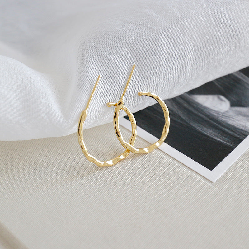 Lovcia 18K Gold-Plated Asymmetric Sterling Silver Hoop Earrings for Women-Earrings-Yellow Gold-Yellow Gold
