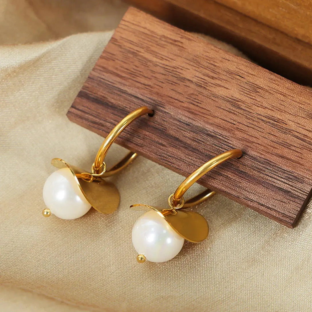 Lovcia 18K Gold-Plated Bead Dangle Earrings-Earrings-Gold-One Size-Gold