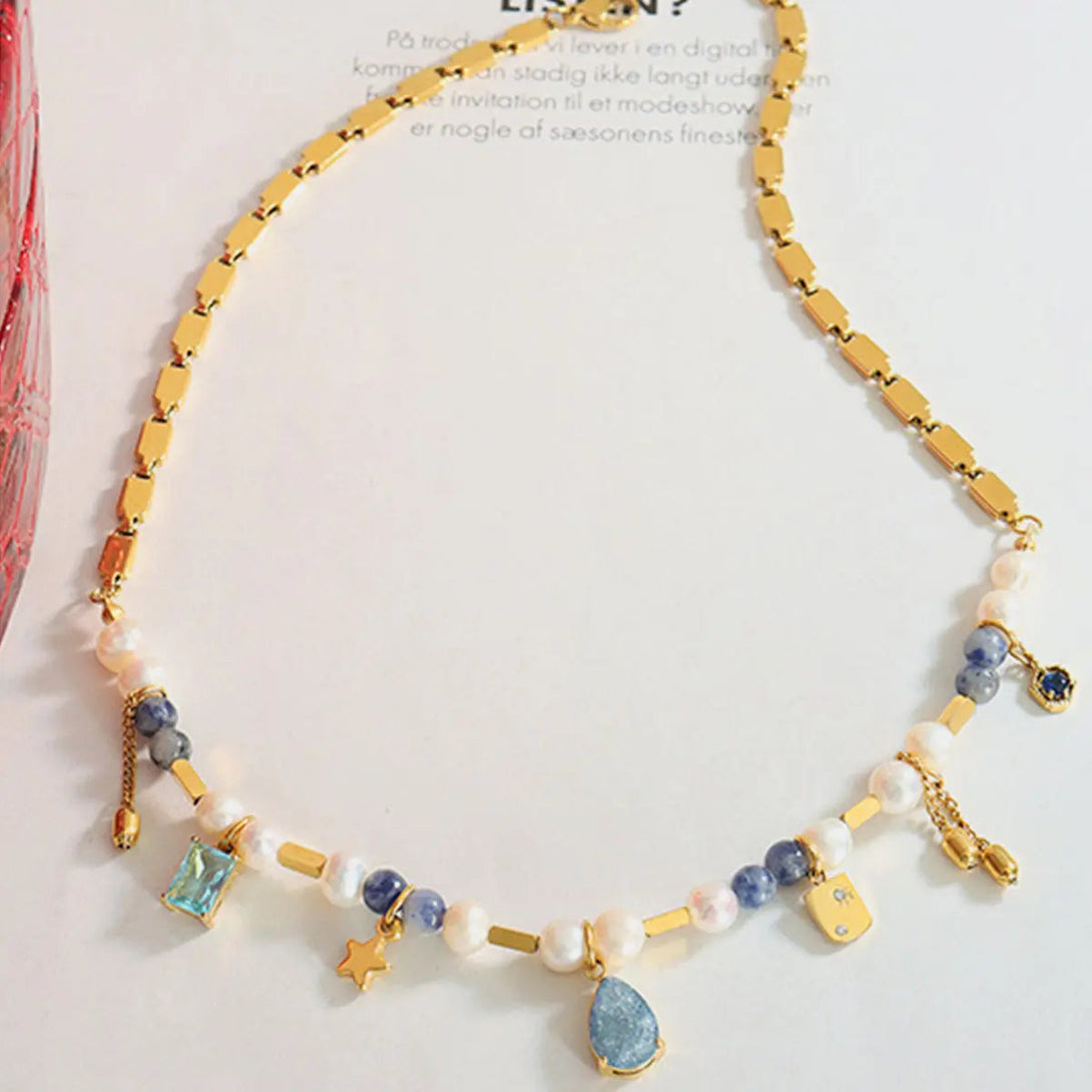 Lovcia 18K Gold-Plated Beaded Charm Necklace-Necklaces-Gold-One Size-Gold