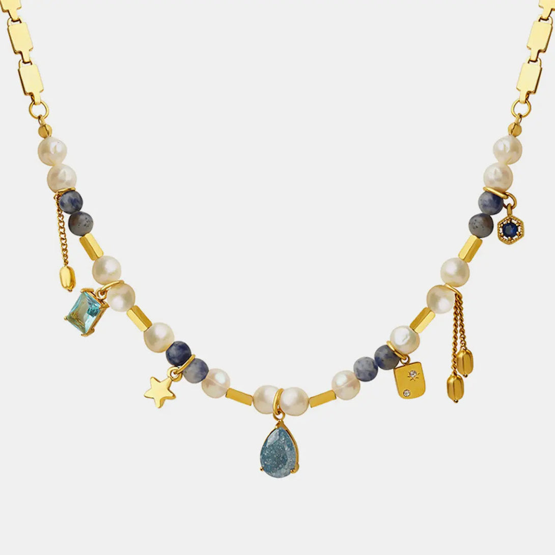 Lovcia 18K Gold-Plated Beaded Charm Necklace-Necklaces-Gold-One Size-Gold
