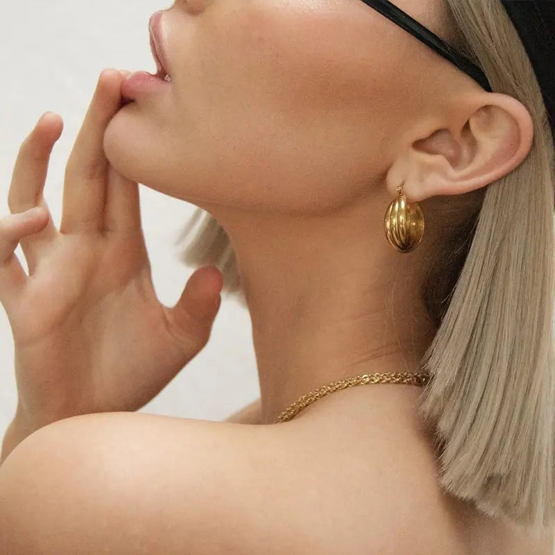 Lovcia 18K Gold Plated Brass Hoop Earrings with Medical Steel Needle-Earrings-Ear Studs-Ear Studs
