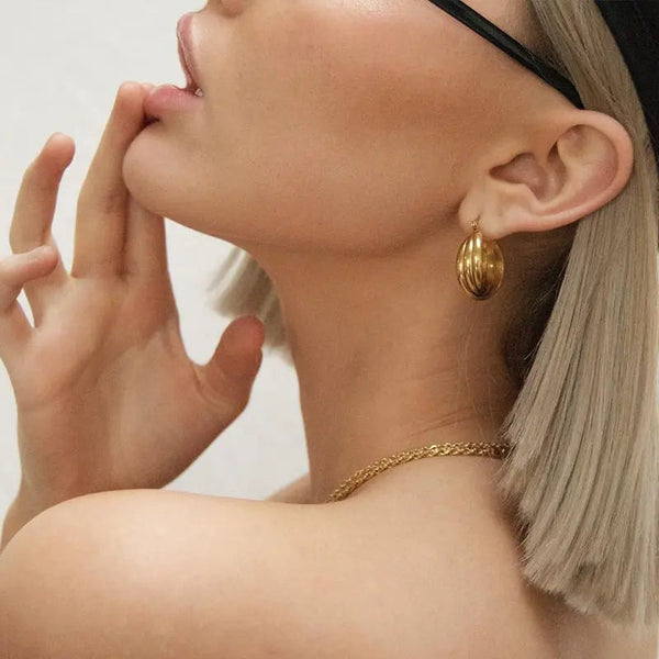 Lovcia 18K Gold Plated Brass Hoop Earrings with Medical Steel Needle-Earrings-Ear Studs-Ear Studs