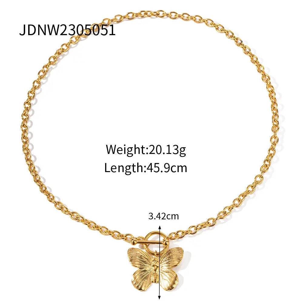 Lovcia 18K Gold Plated Butterfly Pendant Necklace for Women - Elegant and Stylish Jewellery Gift for Her, Perfect for Everyday Wear and Special Occasions-Necklaces-Gold_JDNW2305051-Gold_JDNW2305051