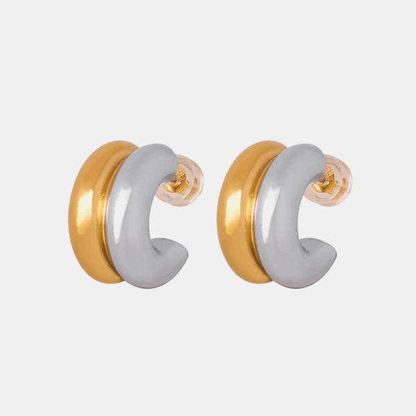 Lovcia 18K Gold-Plated C-Hoop Earrings-Earrings-Gold-One Size-Gold
