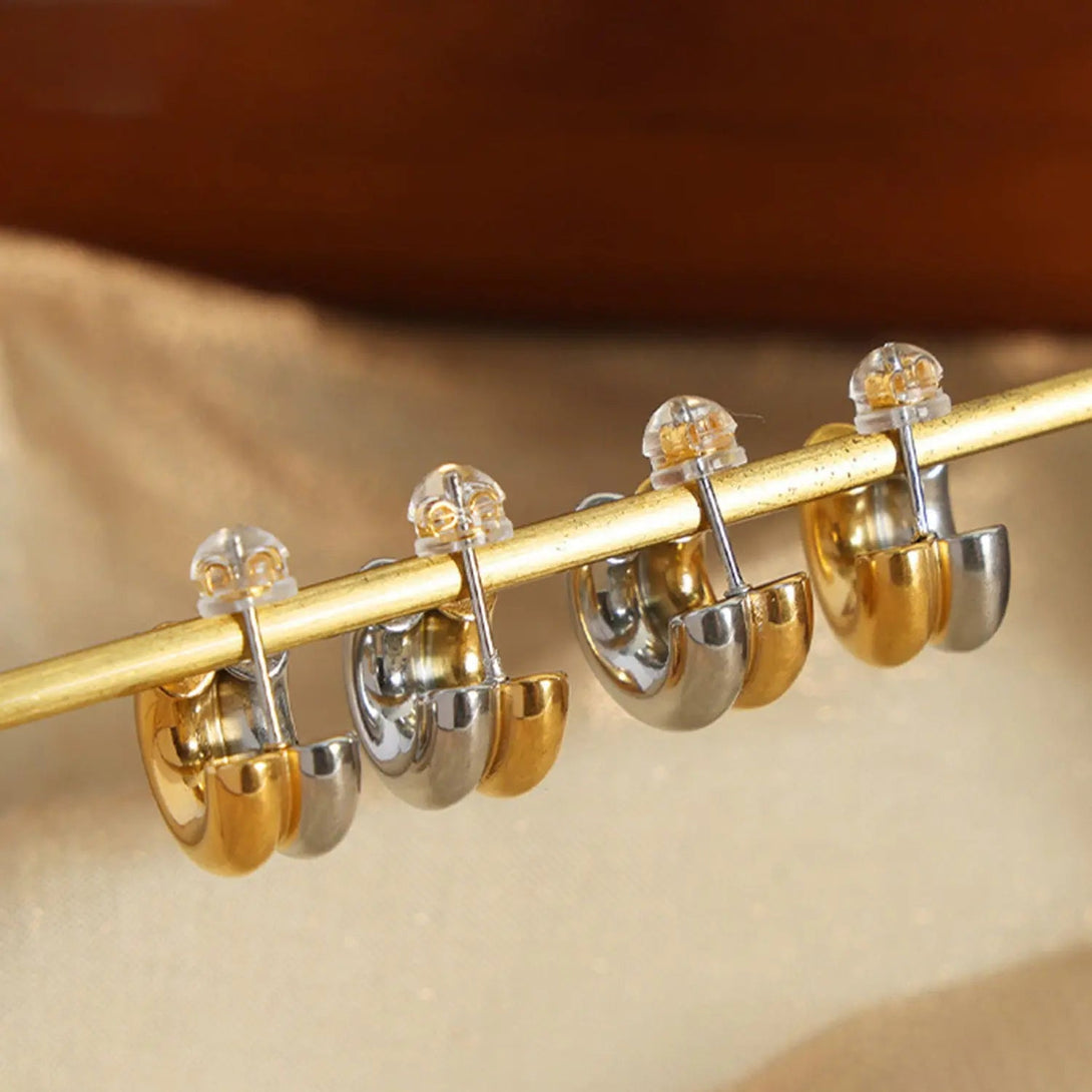 Lovcia 18K Gold-Plated C-Hoop Earrings-Earrings-Gold-One Size-Gold