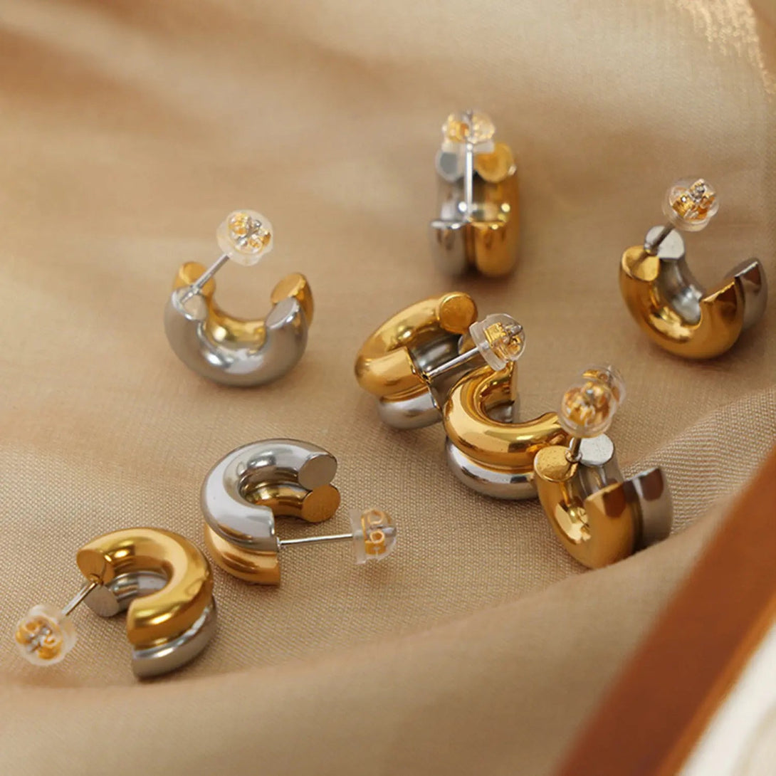 Lovcia 18K Gold-Plated C-Hoop Earrings-Earrings-Gold-One Size-Gold