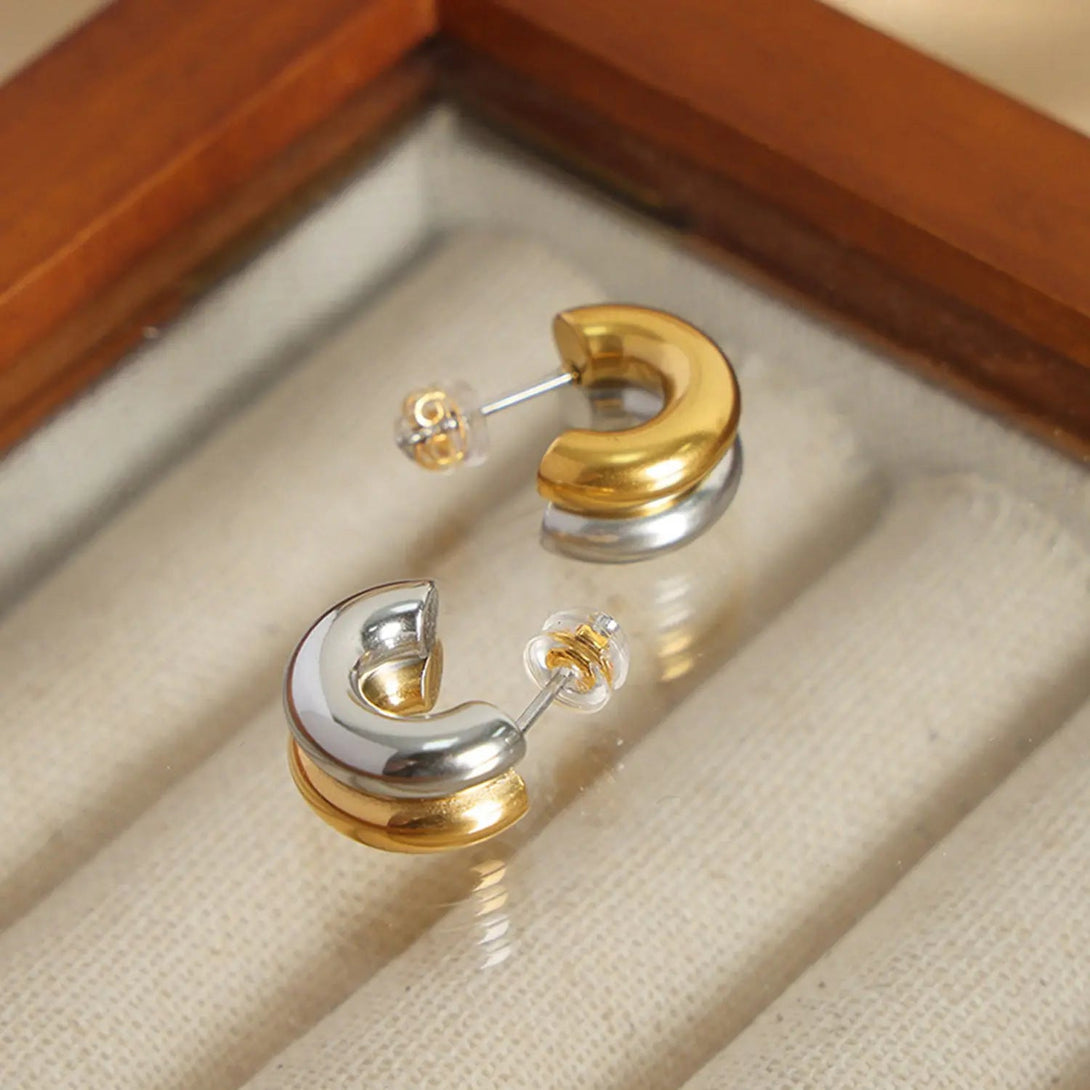 Lovcia 18K Gold-Plated C-Hoop Earrings-Earrings-Gold-One Size-Gold