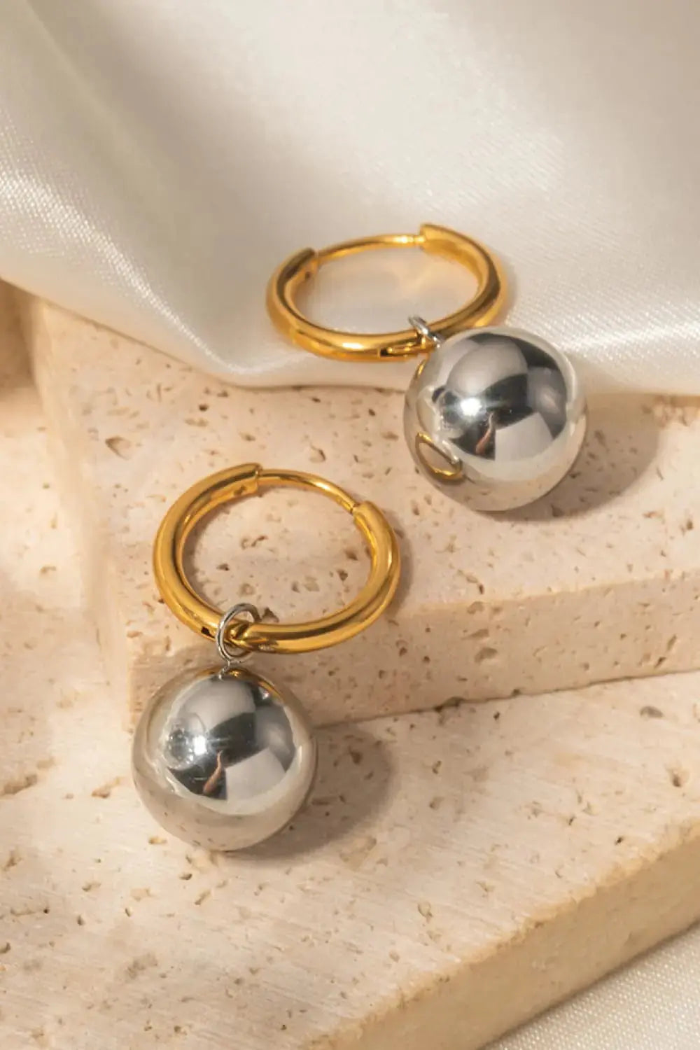 Lovcia 18K Gold-Plated Copper Ball Drop Earrings-Earrings-Gold/Silver-One Size-Gold/Silver